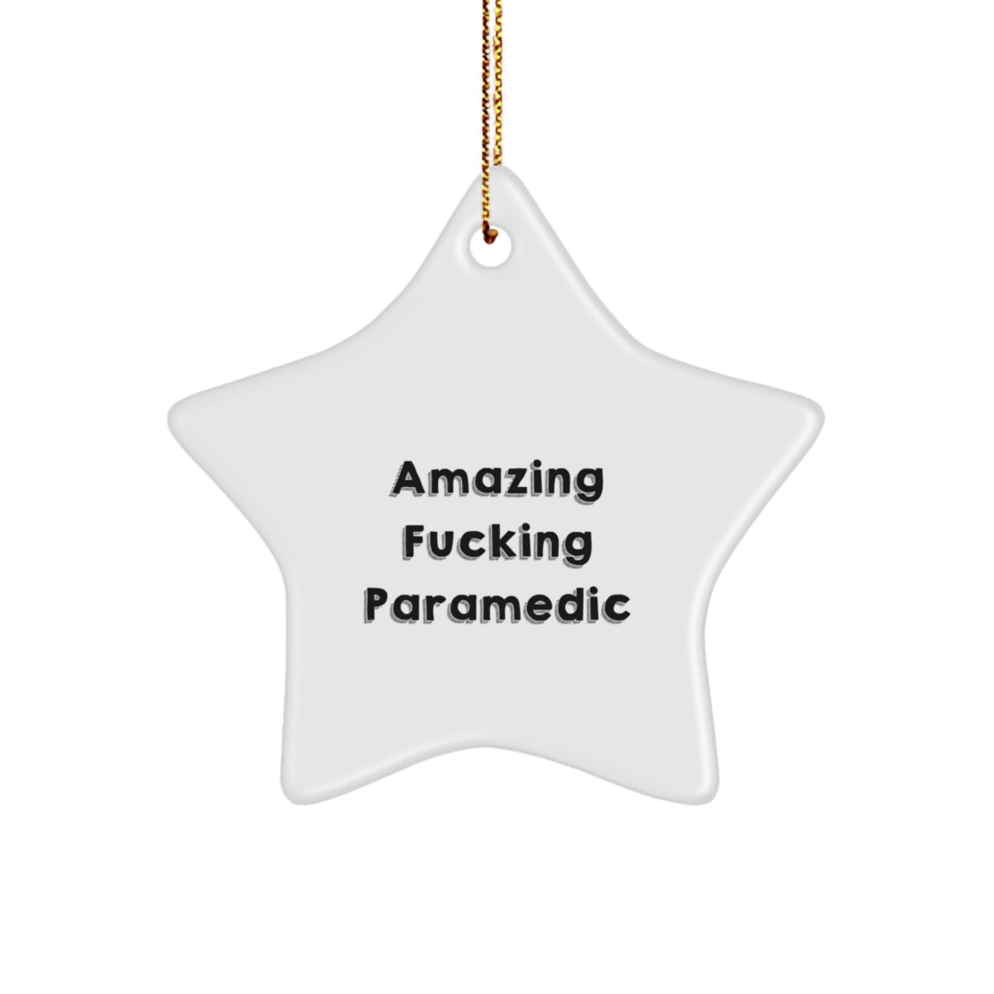 Funny Rescue Worker Gifts for Men, Unique Star Ornament from Friends, 'Amazing F--king Rescue Worker' Quote Christmas Decor - Image 1
