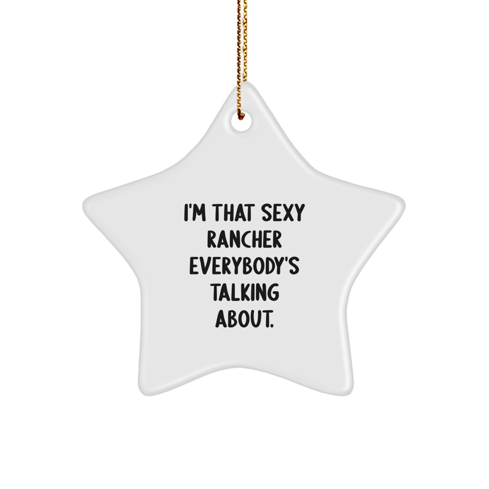 Funny Rancher Star Ornament Gifts from Men to Friends, Unique Star Ornament for Christmas, I'm That Sexy Rancher Everybody's Talking About. - Image 1