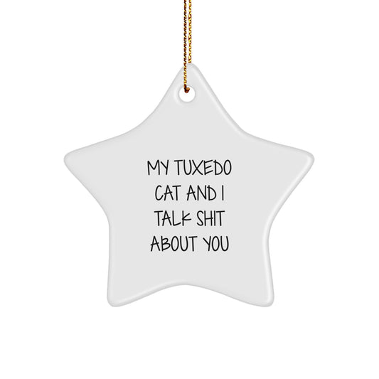 Funny Tuxedo Cat Star Ornament, Gifts from Friends for Christmas Unique - Image 1
