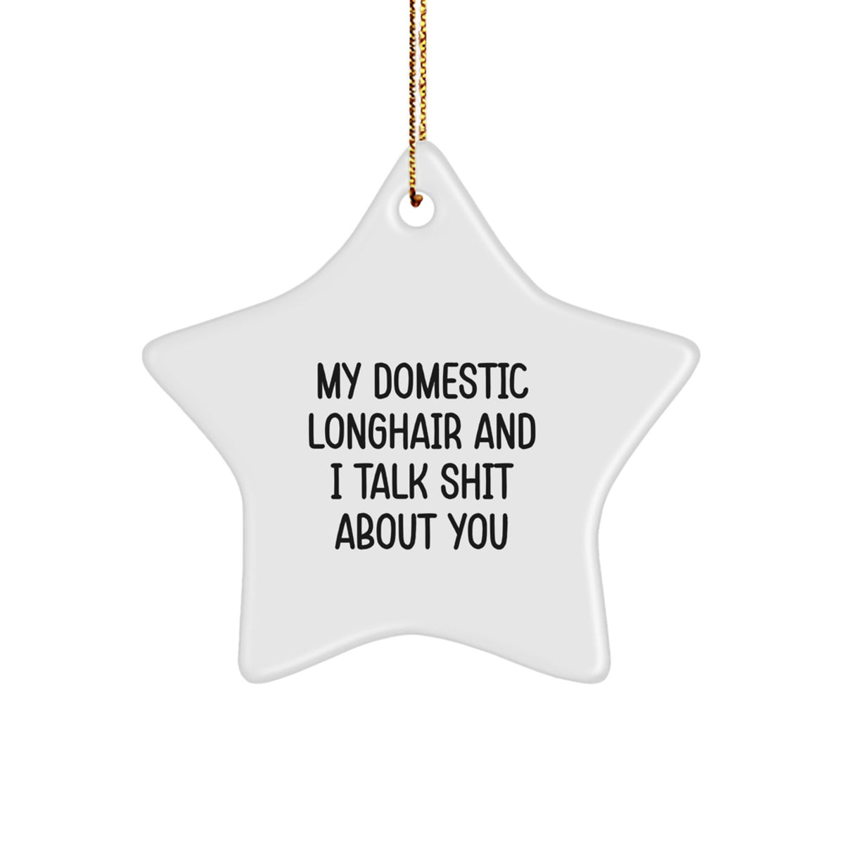 Funny Domestic Longhair Cat Gifts from Friends for Christmas Unique Star Ornament - Image 1