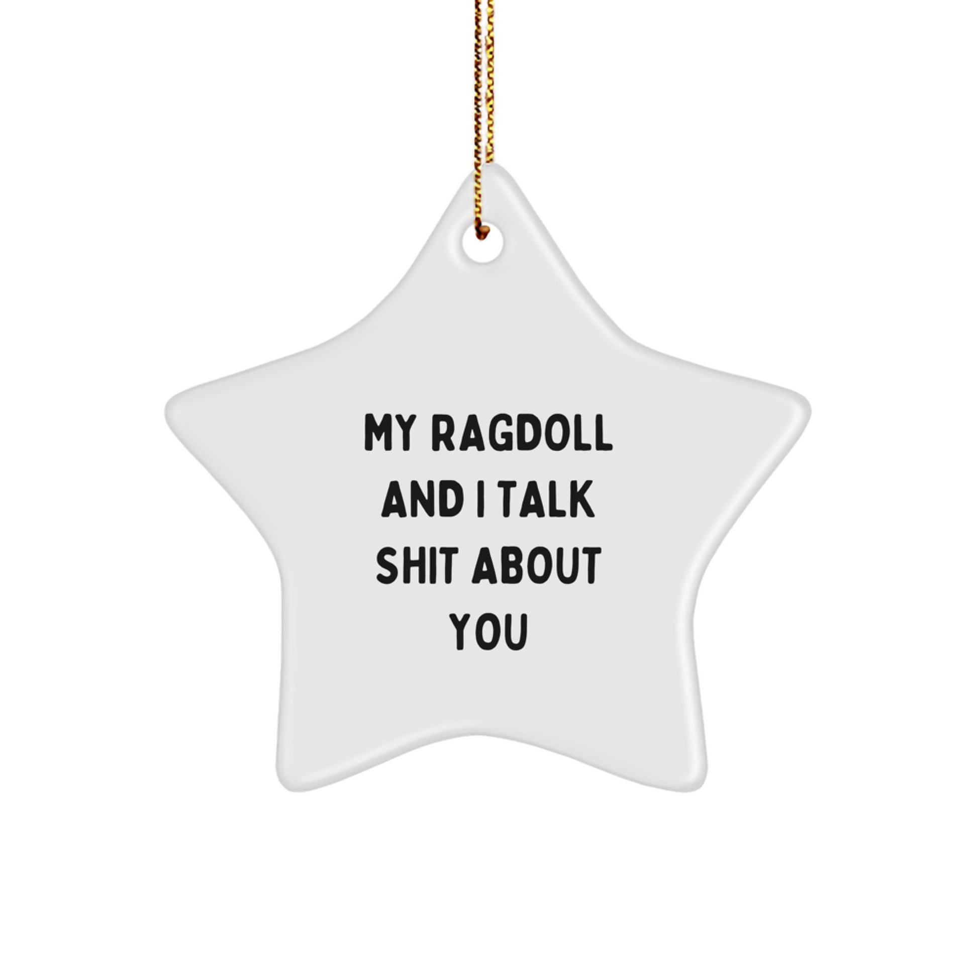 Funny Ragdoll Cat Gifts from Friends for Christmas, My Ragdoll And I Talk Shit About You Star Ornament, Funny Cat Lover Gifts - Image 1