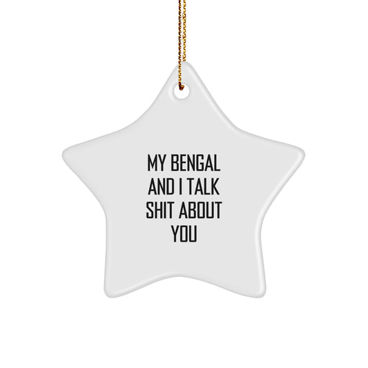 Bengal Cat Gifts for Christmas Funny Star Ornament from Friends, Funny Bengal Cat Star Ornament, Bengal Cat Christmas Unique Gifts for Men Women Family - Image 1