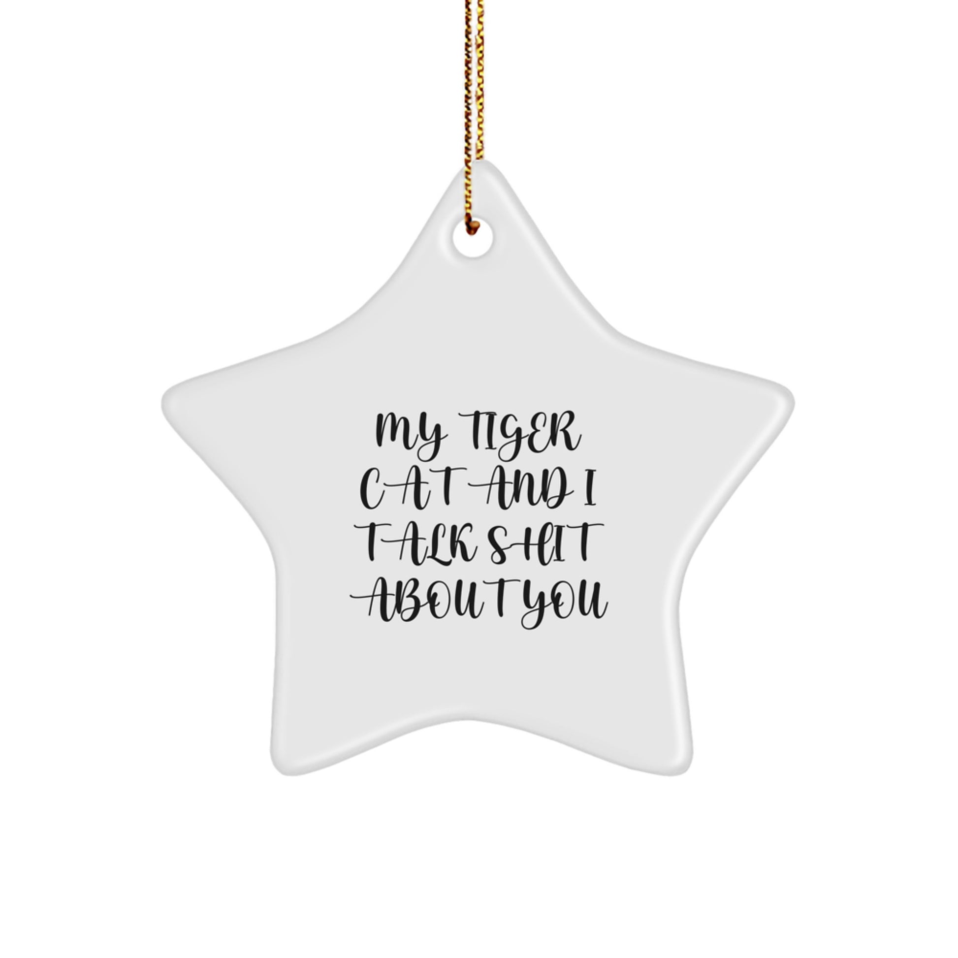 Funny Tiger Cat Star Ornament Gifts from Friends and Family for Christmas Unique Tiger Cat Lover - Image 1