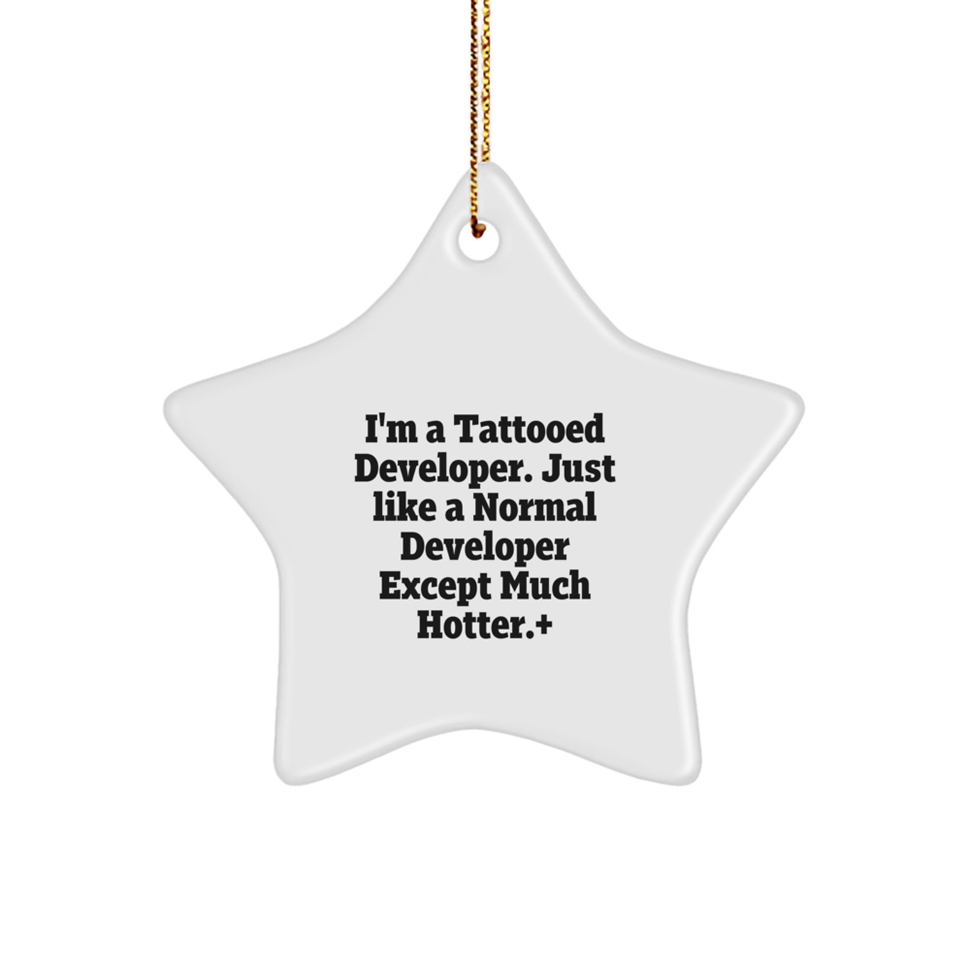 Funny Developer Gifts, Unique Star Ornament for Men, Women, Friends, Coworkers, Family, Christmas Unique Gifts from 'I'm A Tattooed Developer. - Image 1