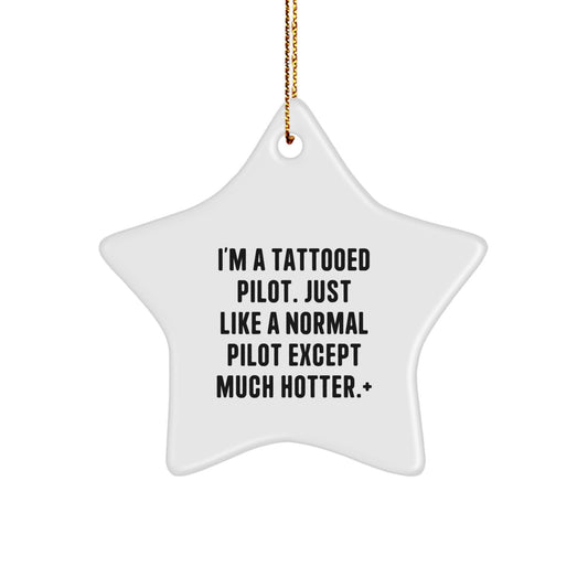 Funny Pilot Star Ornament Gift for Men Friends Coworkers from Pilot Fan - Image 1
