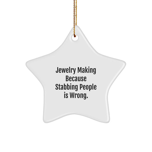 Funny Star Ornament Gift for Jewelry Making Hobbyists - White Star Shaped Gift from Friends and Family - Image 1