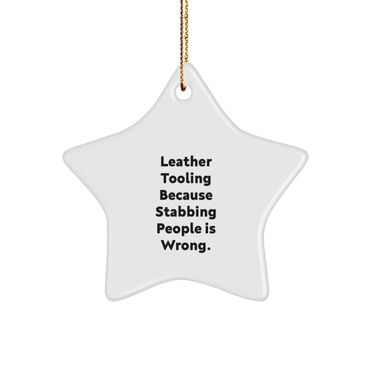 Leather Tooling Star Ornaments Funny Gifts from Friends for Family Christmas Unique Decorations - Image 1