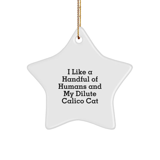 Dilute Calico Cat Christmas Unique Gifts from Friends to Family - Funny Cat Lover Star Ornament - Image 1
