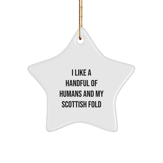 Scottish Fold Cat Lover Gifts from Family - Star Ornament, White, Funny Quote, Christmas Unique - Image 1