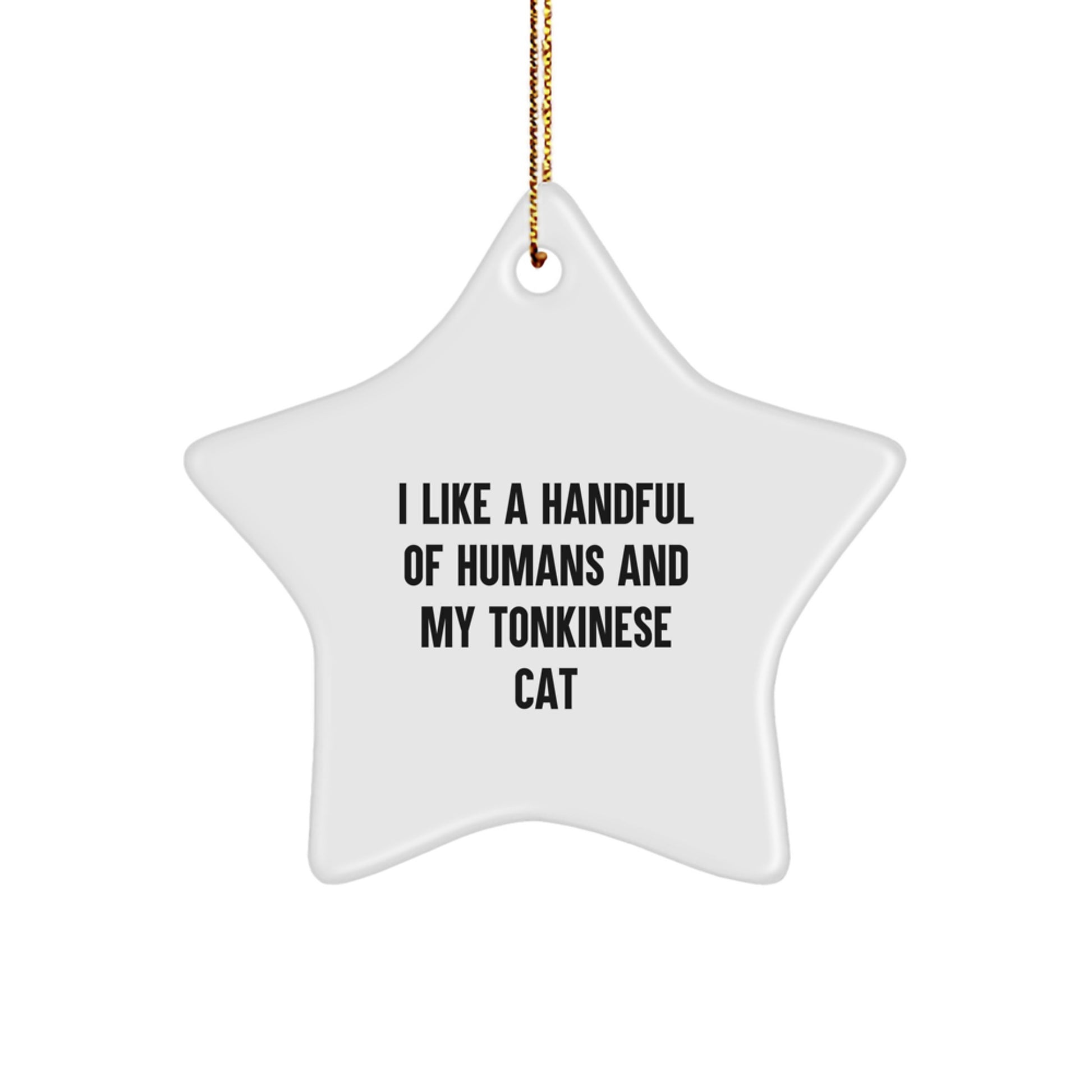Funny Tonkinese Cat Gifts from Friends for Christmas Unique Star Ornament, I Like A Handful Of Humans And My Tonkinese Cat Star Shaped Decorations - Image 1