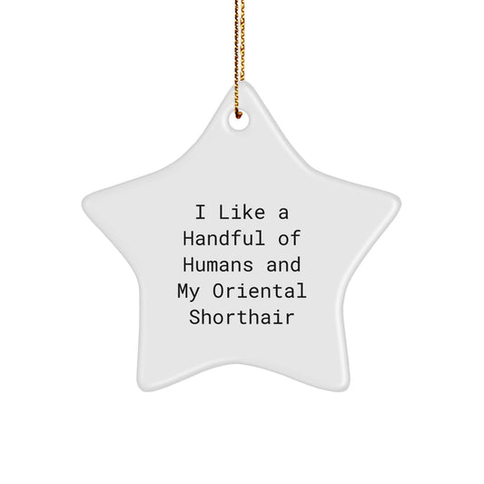 Funny Gifts for Oriental Shorthair Cat Lovers, Star Ornament, I Like A Handful Of Humans And My Oriental Shorthair, Christmas Unique Gifts from Friends to Family - Image 1