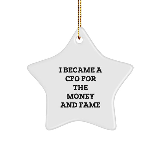 Funny CFO Gifts for Men CFO Star Ornament I Became A Cfo For The Money And Fame Christmas Unique Gifts from Friends to CFO - Image 1