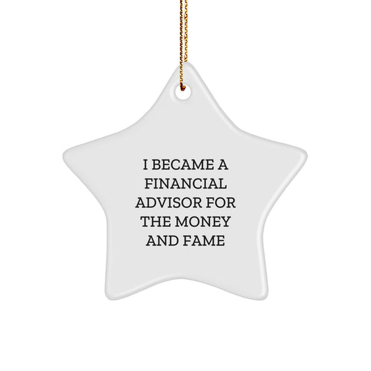 Funny Financial Advisor Gifts for Men Funny Star Ornament I Became A Financial Advisor For The Money And Fame Christmas Unique Gifts from Friends - Image 1
