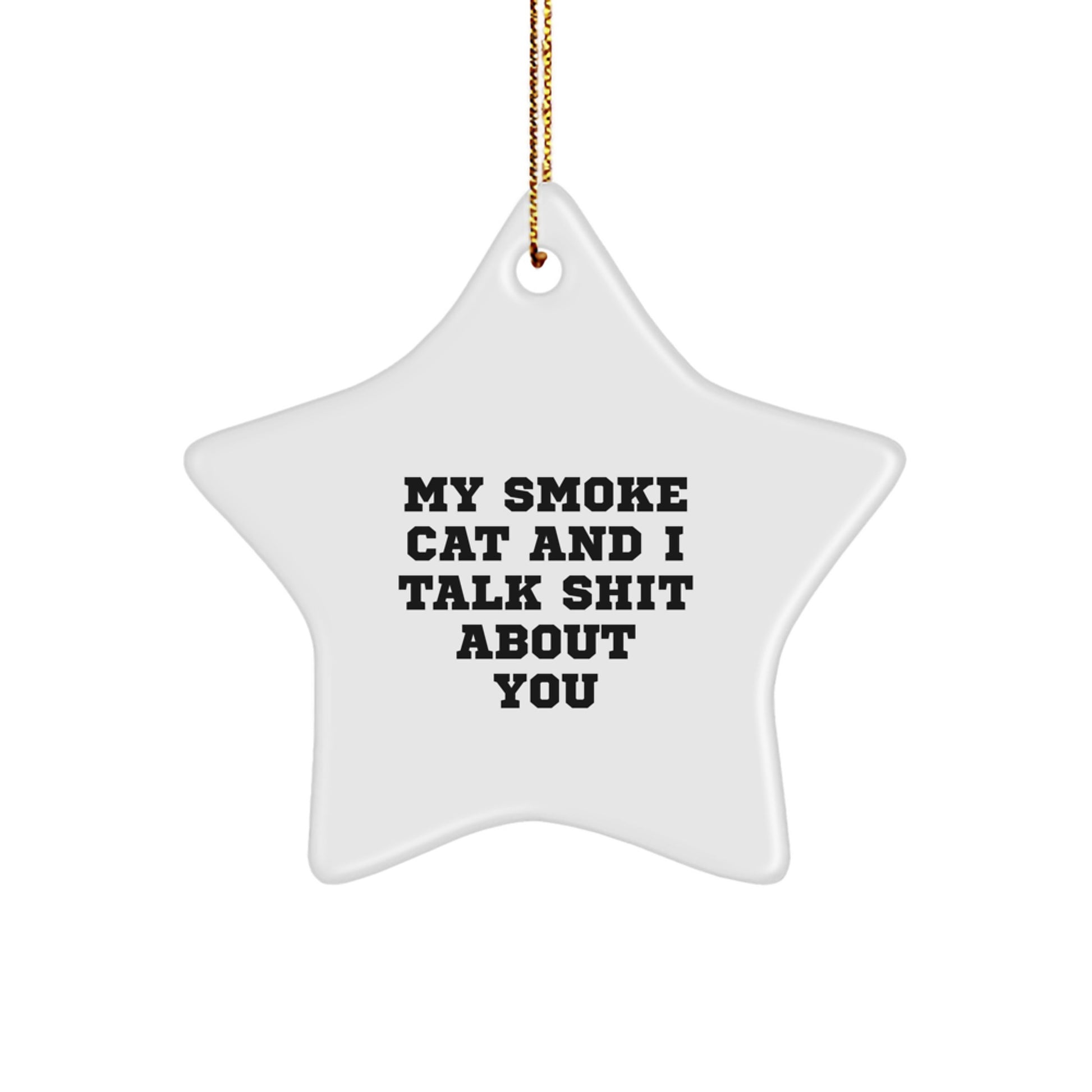Funny Smoke Cat Gifts for Men from Friends, Unique Star Ornament for Smoke Cat Lovers, Christmas Decorations with Quirky Quote - Image 1