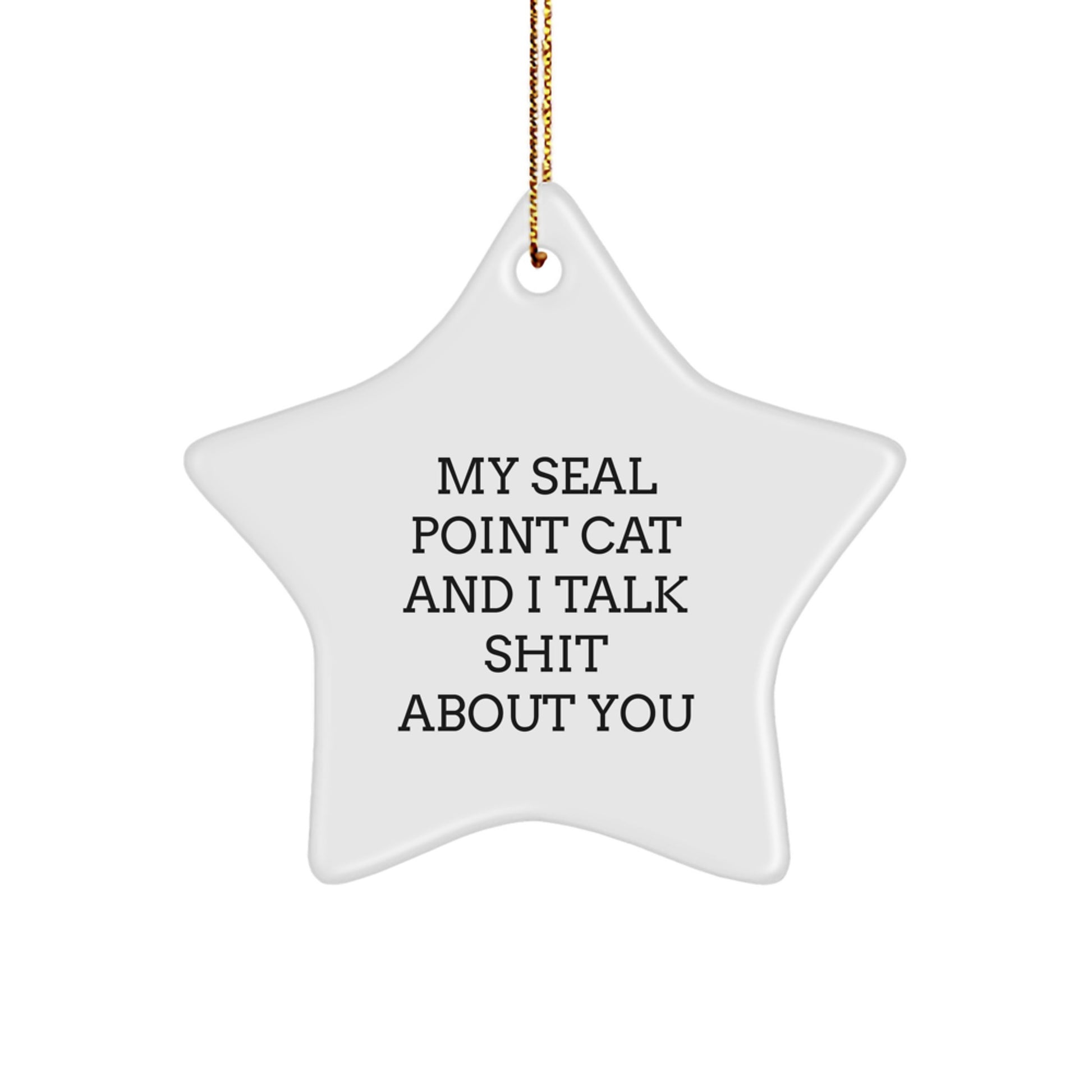 Funny Seal Point Cat Star Ornament Gifts from Women for Seal Point Cat Lovers, Unique Christmas Ornaments, Star Shaped Decorations, My Seal Point Cat And I Talk Shit About You - Image 1