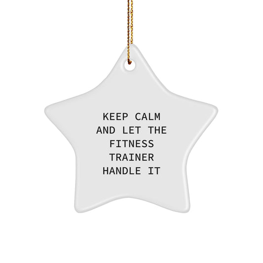 Funny Fitness Trainer Gifts for Men, Inspirational Star Ornament, Keep Calm And Let The Fitness Trainer Handle It Gifts from Men to Fitness Trainers for Christmas - Image 1