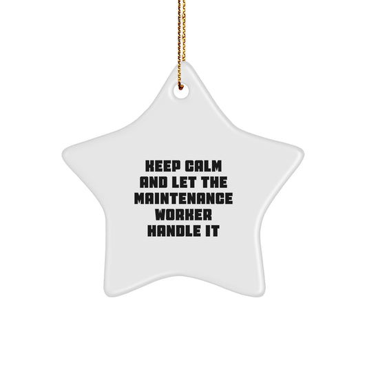 Funny Maintenance Worker Christmas Star Ornament Gifts for Men from Coworkers, Unique Office Decorations - Image 1