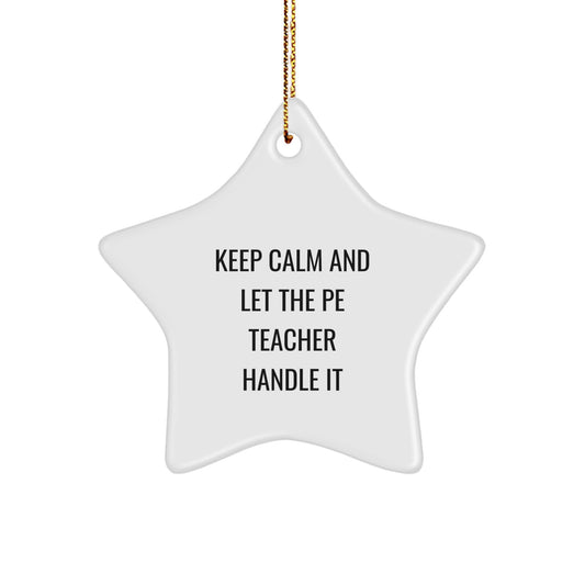 Funny PE Teacher Star Ornament Gifts from Friends, Coworkers, Family to PE Teachers - Keep Calm And Let The Pe Teacher Handle It Christmas Unique Gifts - Image 1