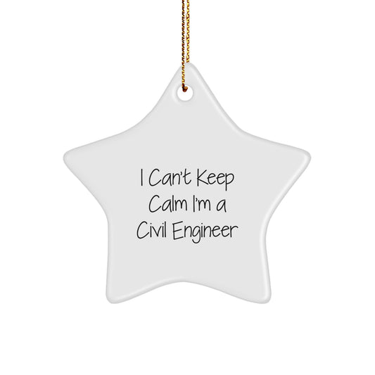 Civil Engineer Star Ornament - 'I Can't Keep Calm I'm A Civil Engineer' Funny Gift for Civil Engineer Men Women Friends Christmas Unique Decoration - Image 1
