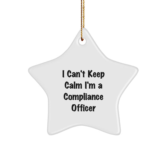Funny Compliance Officer Gifts, I Can't Keep Calm I'm A Compliance Officer Star Ornament, Personalized Christmas Unique Gifts for Compliance Officer Friends - Image 1