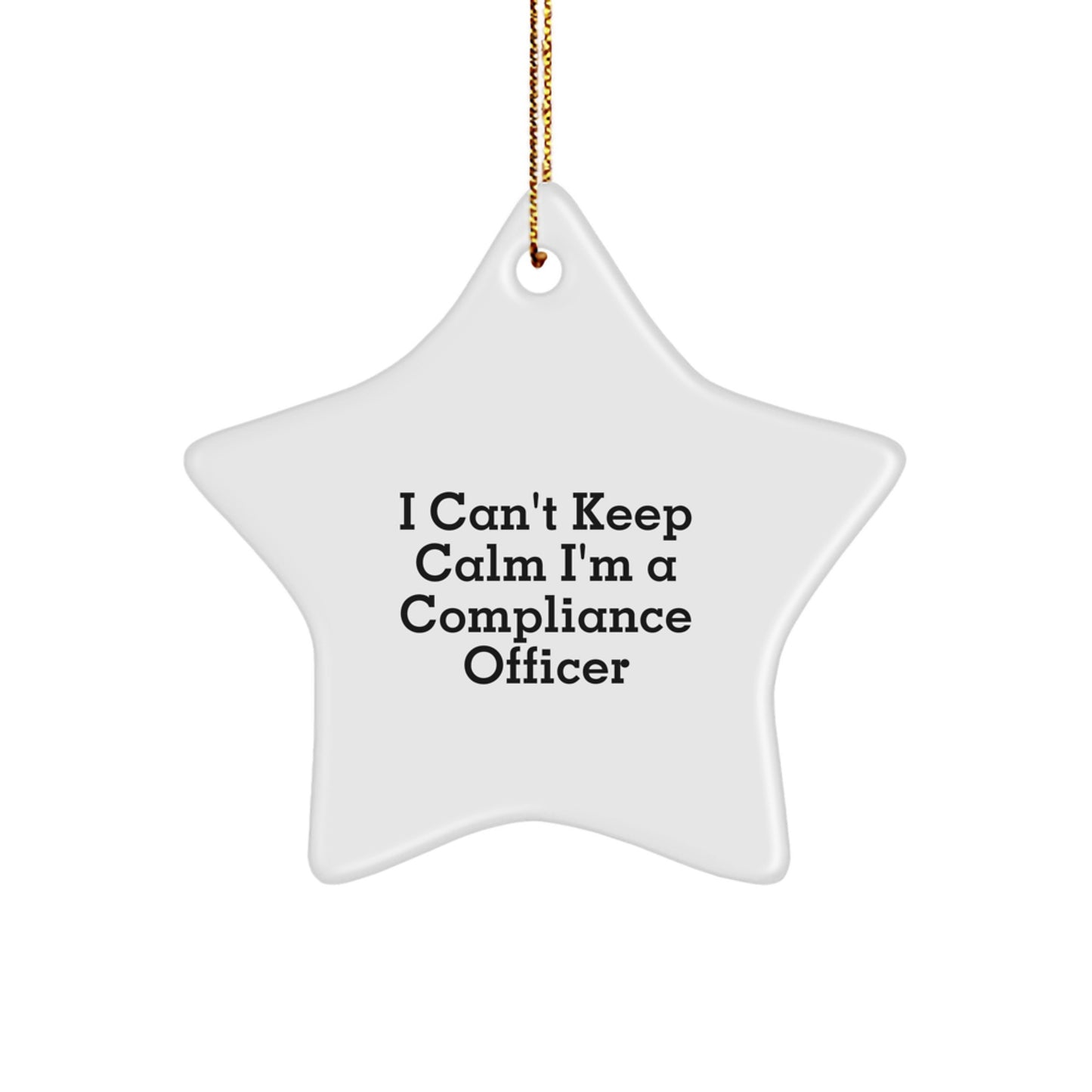 Funny Compliance Officer Gifts for Him, I Can't Keep Calm Star Ornament, Christmas Unique Office Decorations from Friends - Image 1