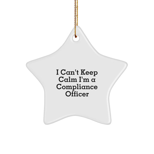 Funny Compliance Officer Gifts for Him, I Can't Keep Calm Star Ornament, Christmas Unique Office Decorations from Friends - Image 1