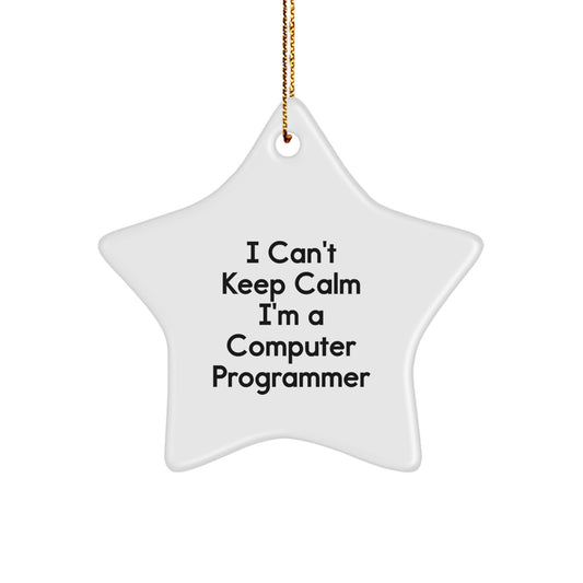 Funny Computer Programmer Star Ornament, 'I Can't Keep Calm I'm A Computer Programmer' Gift for Him from Friends - Image 1