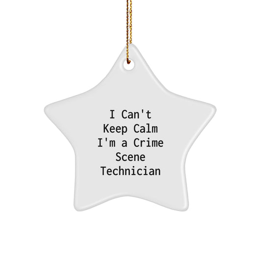 Funny Crime Scene Technician Gifts for Men - I Can't Keep Calm I'm A Crime Scene Technician Star Ornament, Durable MDF Material, Perfect Christmas Unique Gifts from Friends - Image 1