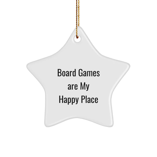 Board Games Star Ornament Gifts from Friends for Christmas - Funny Quote 'Board Games Are My Happy Place' - Image 1