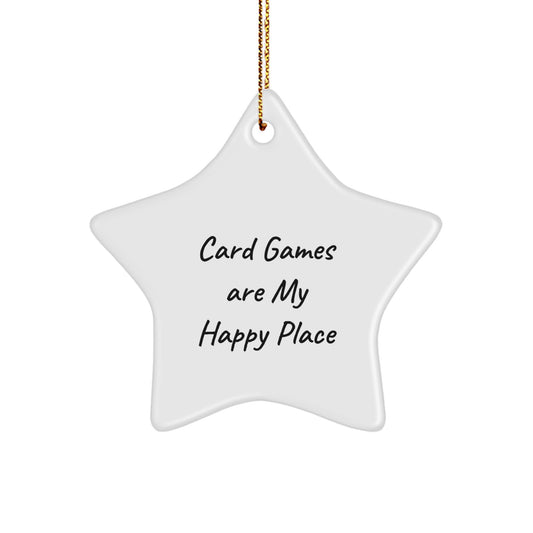 Funny Card Games Gifts for Men Friends Christmas Star Ornament with 'Card Games Are My Happy Place' Quote Gifts from Family to Friends - Image 1
