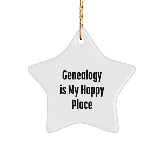 Genealogy Enthusiast Gifts from Family - Inspirational Star Ornament for Christmas Unique Gifts, Genealogy Is My Happy Place - Image 1