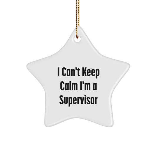 Funny Supervisor Gifts from Men to Supervisor for Christmas Unique Star Ornament I 'Can't Keep Calm I'm A Supervisor' Decorations for Home Office - Image 1