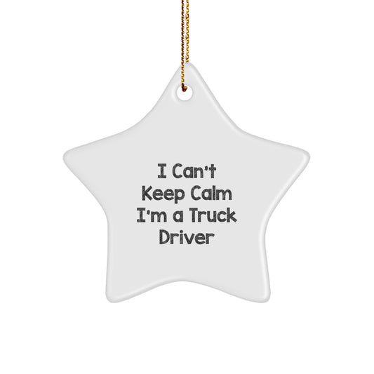 Funny Gift for Truck Driver Friends - I Can't Keep Calm Star Ornament for Men, Unique Christmas Unique Gifts from Family - Image 1