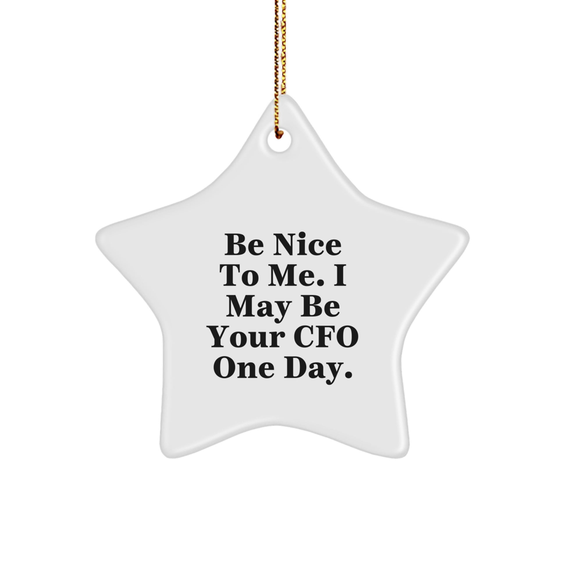 Funny CFO Gifts from Friends for Christmas Star Ornament - Be Nice To Me. I May Be Your CFO One Day. - Image 1