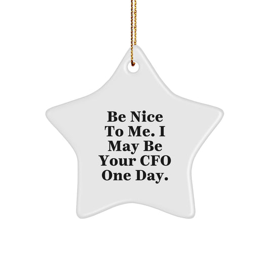 Funny CFO Gifts from Friends for Christmas Star Ornament - Be Nice To Me. I May Be Your CFO One Day. - Image 1