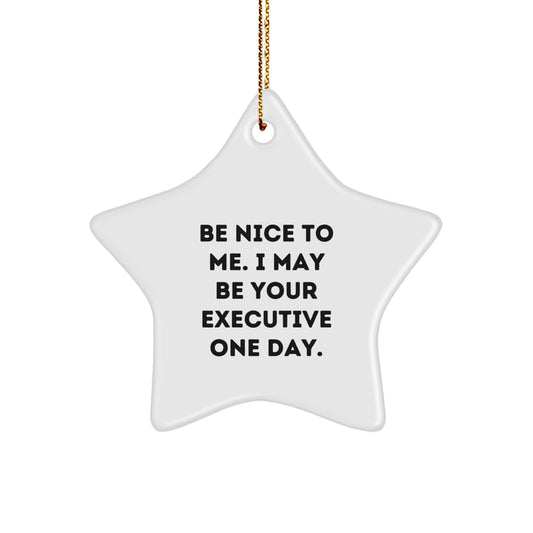 Funny Executive Gifts from Men or Women, Star Ornament, Be Nice To Me I May Be Your Executive One Day, Christmas Unique Presents for Executive Friends and Family - Image 1