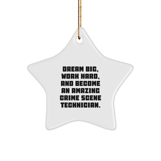 Inspiring Crime Scene Technician Star Ornament, Gifts for Crime Scene Technician Men, Funny Quote 'Dream Big, Work Hard' Star Decoration, Christmas Unique Gifts from Friends to Family - Image 1