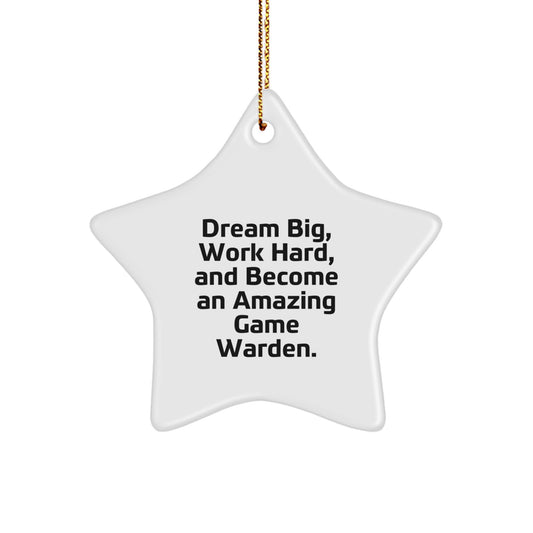 Game Warden Inspiration Star Ornament, Gifts for Men, Friends, and Family, Christmas Unique Decor, Funny Quote: 'Dream Big, Work Hard, And Become An Amazing Game Warden.' - Image 1