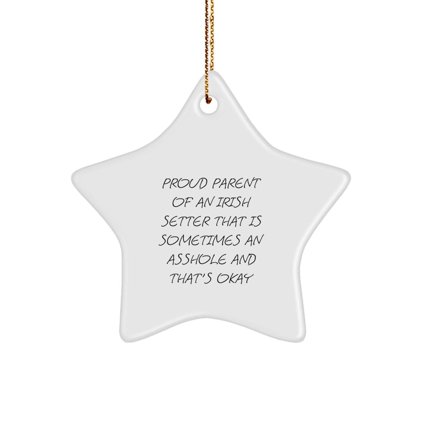 Funny Irish Setter Dog Gifts from Men to Family Members for Christmas Unique Star Ornament, Proud Parent Humor - Image 1
