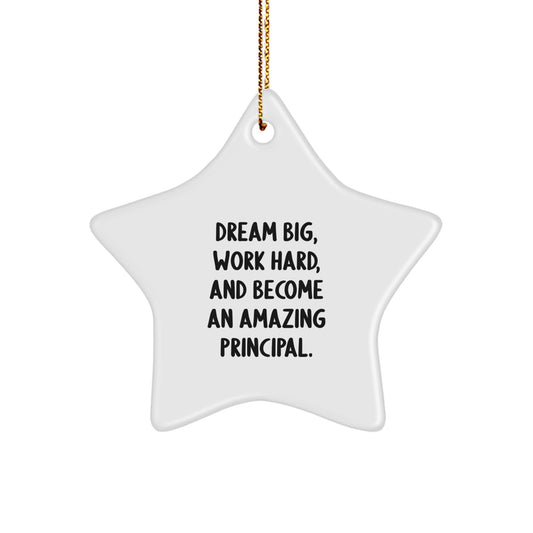 Funny Principal Quote Star Ornament for Men Gifts from Family and Friends, Inspirational Gifts for Principal, Christmas Unique Ornaments, Star Shaped Decorations - Image 1
