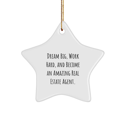 Funny Inspirational Gifts from Friends and Family for Real Estate Agent Star Ornament Dream Big - Christmas Unique Decorations - Image 1