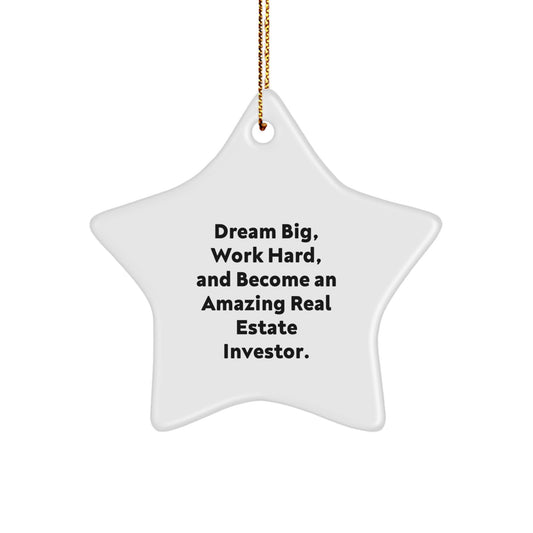 Real Estate Investor Gifts, Star Ornament, 'Dream Big, Work Hard' Quote, Christmas Unique Gifts from Friends to Family - Image 1
