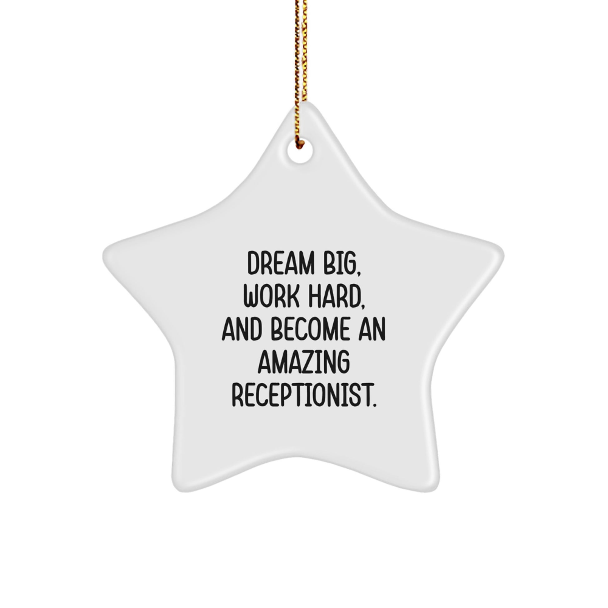 Dream Big and Work Hard Inspirational Gift for Receptionist Star Ornament Christmas Tree Decorations with Funny Quote Gifts from Friends to Family - Image 1