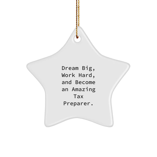 Tax Preparer Star Ornament Gifts from Friends for Amazing Tax Preparer, 'Dream Big, Work Hard, And Become An Amazing Tax Preparer.' - Christmas Unique Gifts - Image 1