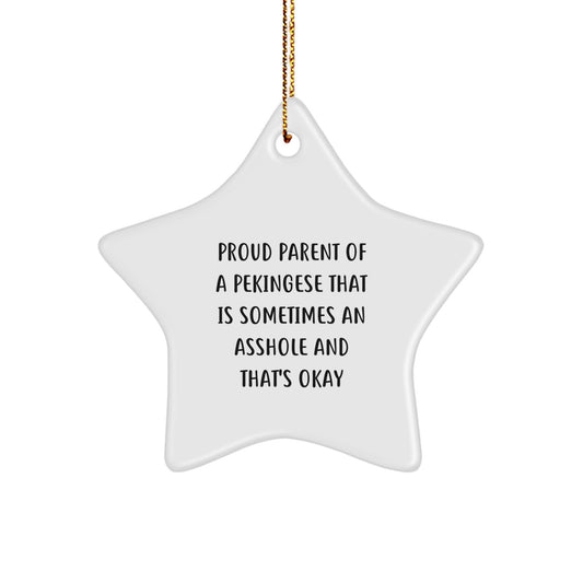 Funny Pekingese Dog Gifts for Men - Proud Parent Star Ornament, Christmas Unique Gifts from Friends - Image 1