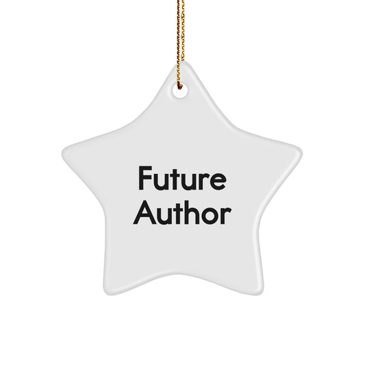 Funny Quotes for Authors, Gifts for Book Lovers from Friends, Star Ornament, Christmas Unique Gifts with Gold Cord - Image 1