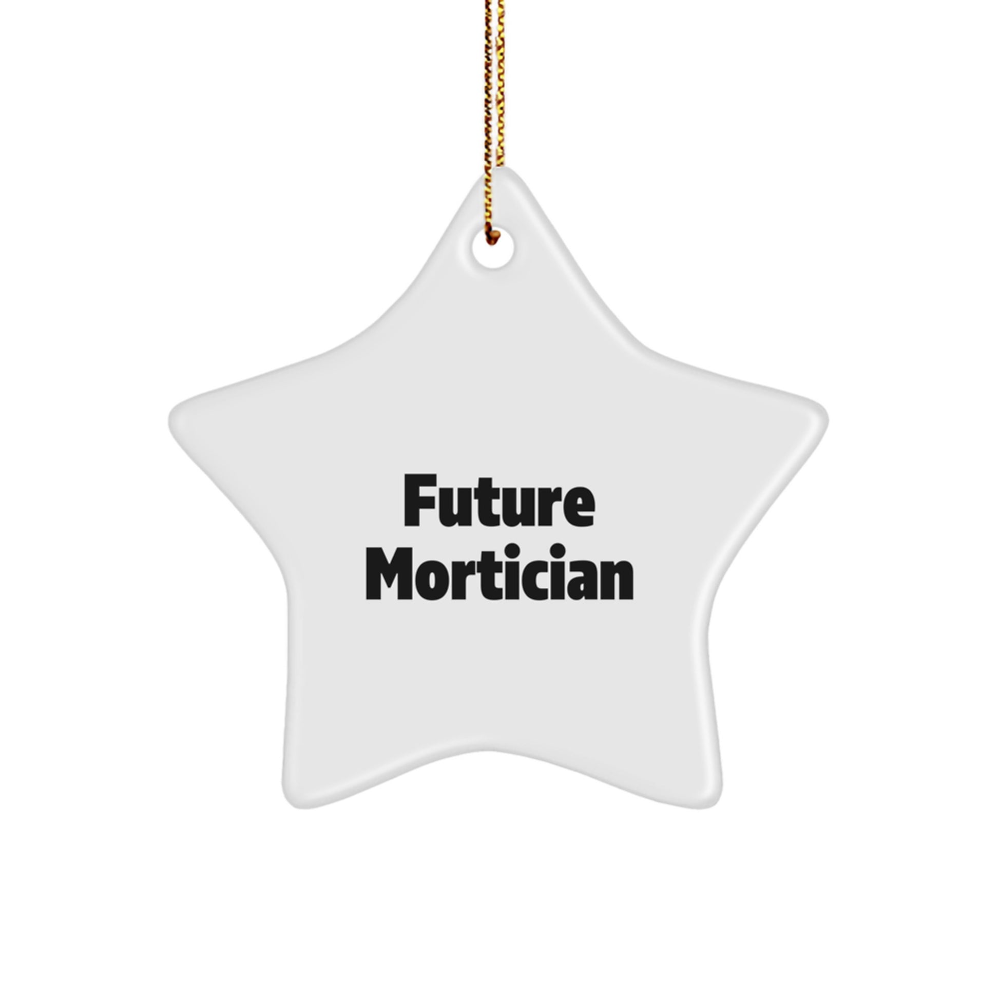 Funny Quote Future Mortician Gifts from Family for Mortician Christmas Unique Star Ornament, White Star Shaped Decorations, Durable MDF with Glossy Finish - Image 1