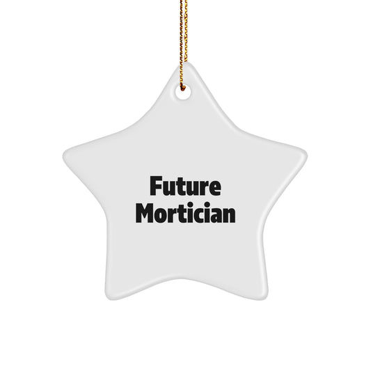 Funny Quote Future Mortician Gifts from Family for Mortician Christmas Unique Star Ornament, White Star Shaped Decorations, Durable MDF with Glossy Finish - Image 1