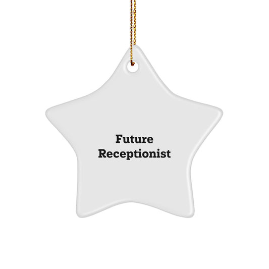 Funny Future Receptionist Star Ornament Gifts from Family, for Receptionist, Unique Christmas Star Shape Decorations - Image 1