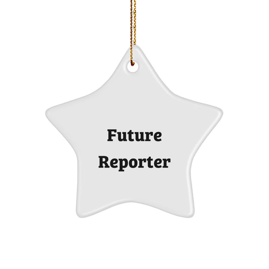 Funny Quote Star Ornament Gifts from Friends or Family to Future Reporter, Christmas Unique Gifts for Reporter, Star Shaped MDF - Image 1